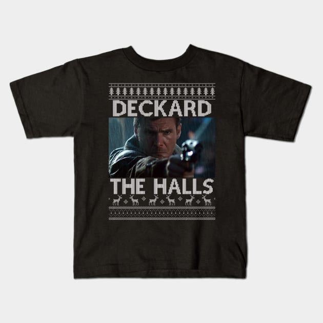 Deckard The Halls Blade Runner Christmas Knit Kids T-Shirt by Bevatron